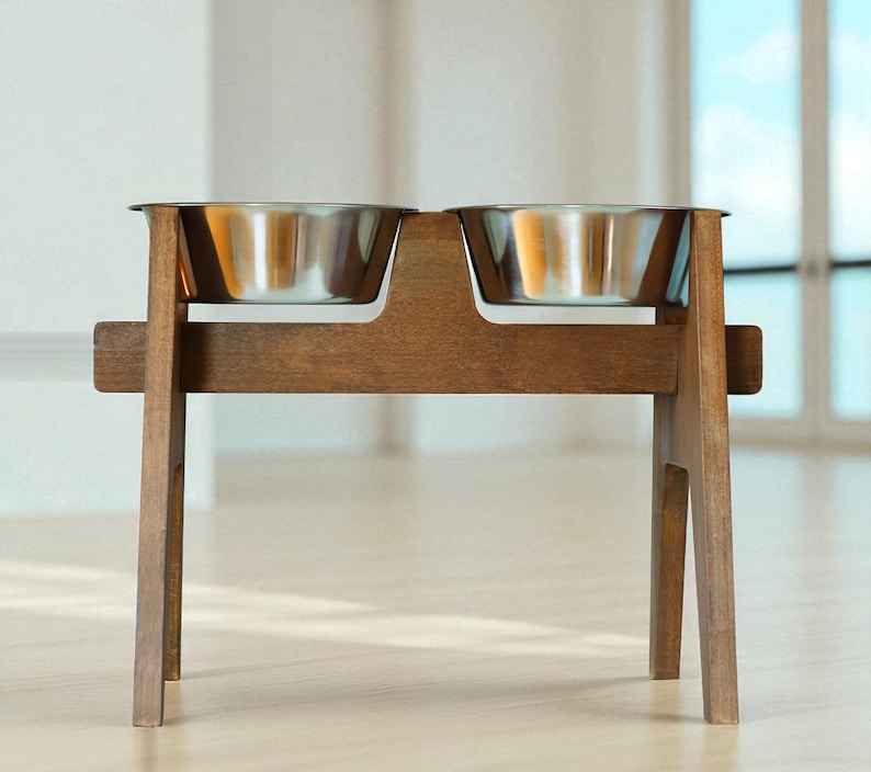 HappyBowl Handmade Beech Wooden Elevated Dog Bowl Stand for Large Dogs with 2 Stainless Steel Bowls in Set Hohen Hundenapfständer aus Holz image 13