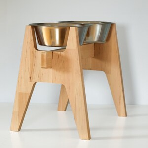 HappyBowl Beech Wooden Elevated Dog Bowl Stand for Large Dogs with 2 Stainless Steel Bowls image 4