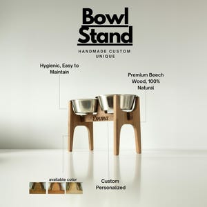 HappyBowl Dog Feeding Bowl Stand | Elevated Dog Bowls | Wooden Dog Bowl Stand | Stainless Steel Dog Bowls | Customizable Dog Feeder
