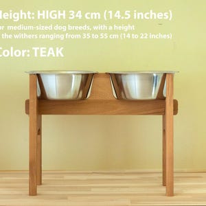 Beech Wooden Elevated Dog Bowl Stand for Large Dogs with 2 Stainless Steel Bowls, Hundenapfständer für große Hunde image 10