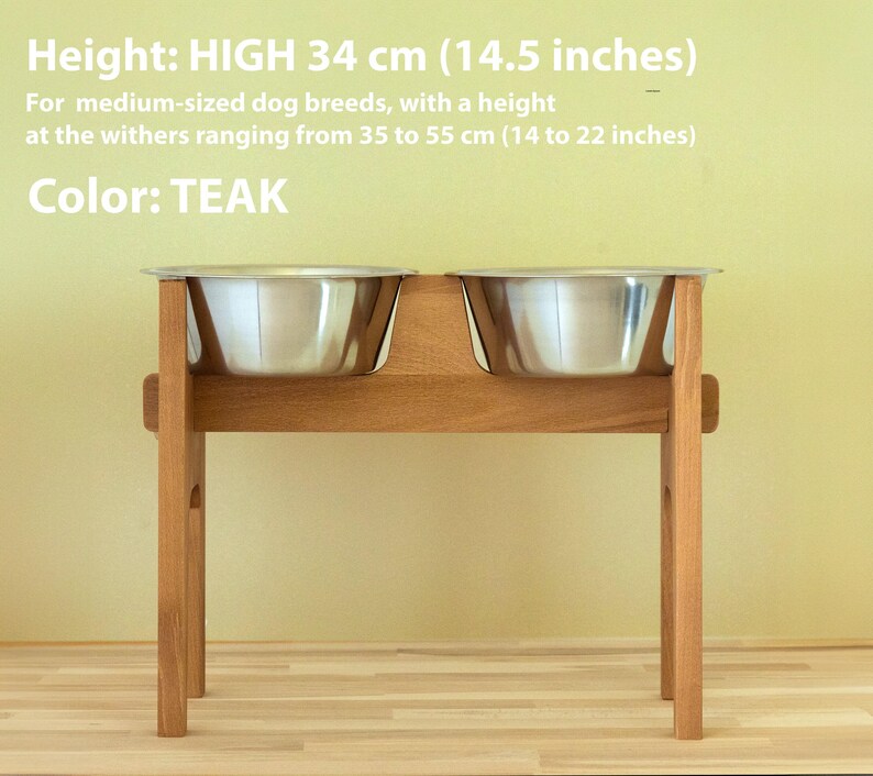 Beech Wooden Elevated Dog Bowl Stand for Large Dogs with 2 Stainless Steel Bowls, Hundenapfständer für große Hunde image 10