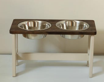 HappyBowl Dog bowl stand - Large - Unique dog feeder in farmhouse style - Elevated dog bowl - Pet bowl - Personalized dog bowl - Do