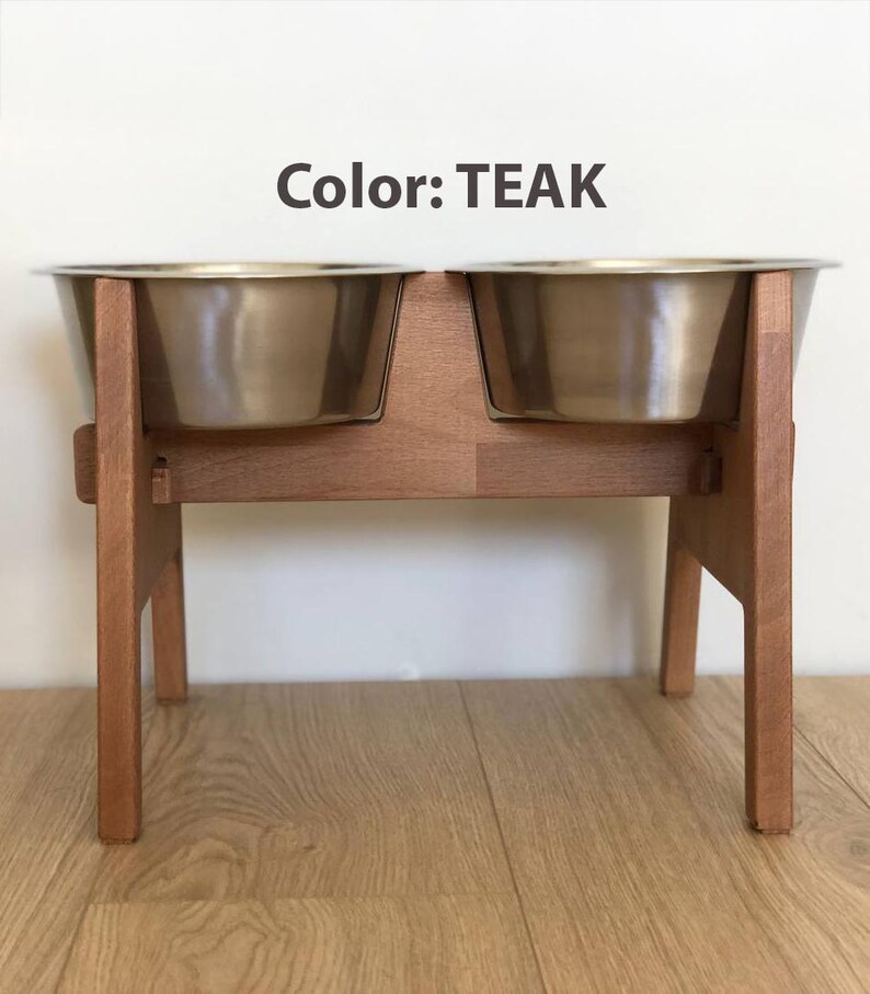 HappyBowl Beech Wooden Elevated Dog Bowl Stand for Large Dogs with 2 Stainless Steel Bowls in a Set. Hundenapfständer für große Hunde image 12