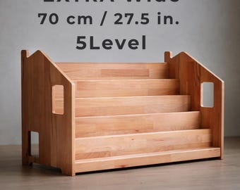 Extra Wide Montessori Bookshelf – 70 cm / 27.5 in Wooden Kids Bookcase – 5 Level Front-Facing Book Display