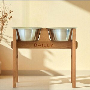 Beech Wooden Elevated Dog Bowl Stand for Large Dogs with 2 Stainless Steel Bowls, Hundenapfständer für große Hunde image 20