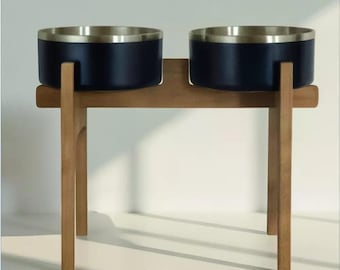 HappyBowl Dog Bowl Stand: Handcrafted Beech Wood - Fits Yeti Boomer Bowls - Bowls are not included