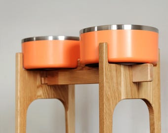 Yeti Boomer Dog Bowl Stand - Handmade Beech Wood Raised Feeder, Custom Height, Bowls Not Included