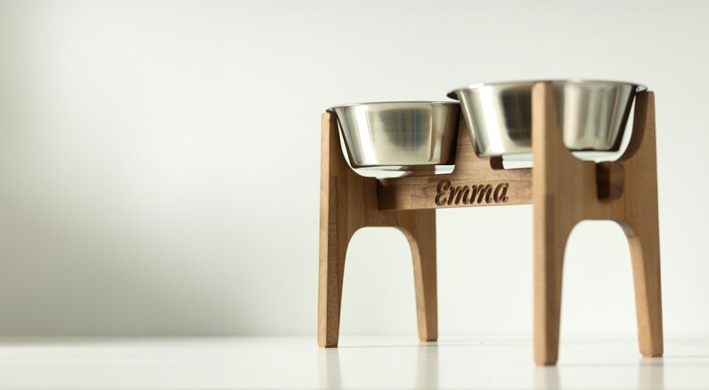 HappyBowl Beech Wooden Elevated Dog Bowl Stand for Large Dogs with 2 Stainless Steel Bowls in a Set. Hundenapfständer für große Hunde image 11