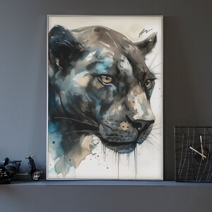 Printable Panther Watercolor Art for Printing, Decorative Posters, and Colorful Gift-Ready Paintings