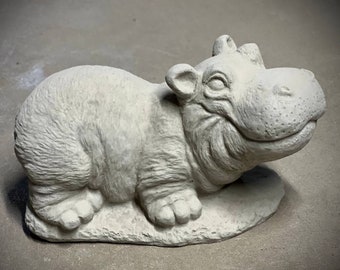 Concrete hippo statue Creative wild hippo sculpture Stone tropical hippo figure