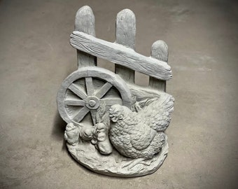 Concrete hen chicken statue Massive farm chicken figurine Outdoor backyard or garden sculpture
