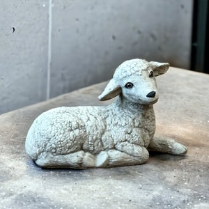 Resting lamb statue Concrete sheep figurine Outdoor farm decoration