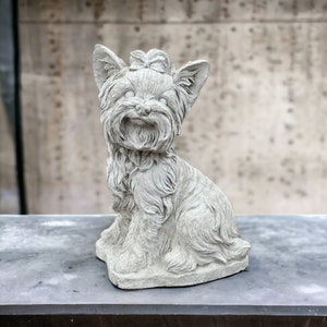 Sitting Yorkshire terrier dog figure Yorkshire terrier puppy figure Outdoor or indoor Yorkie figurine
