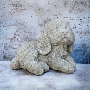 Laying cocker spaniel puppy statue Concrete cocker spaniel figure Laying cocker spaniel puppy