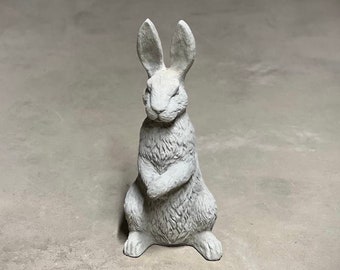 Concrete rabbit with big ears statue Standing detailed rabbit figurine Garden or backyard decoration