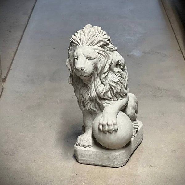 Lion and Ball Statue Etsy