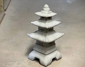 Three pieces lantern statue Concrete pagoda figure Garden backyard or patio sculpture