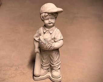 Concrete  baseball Billy standing statue Realistic baseball Billy figurine Outdoor concrete kids decoration
