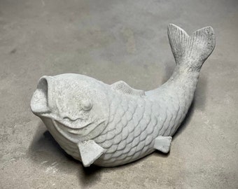 Concrete fish Koi statue Detailed fish figure Outdoor or indoor sculpture Realistic statuary for garden