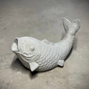Concrete fish Koi statue Detailed fish figure Outdoor or indoor sculpture Realistic statuary for garden