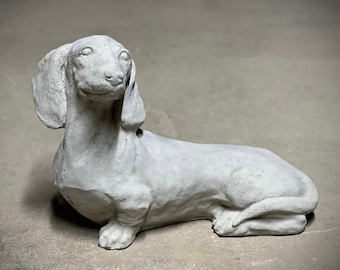 Standing Dachshund dog statue Concrete Dachshund puppy figure Outdoor garden or backyard sculpture
