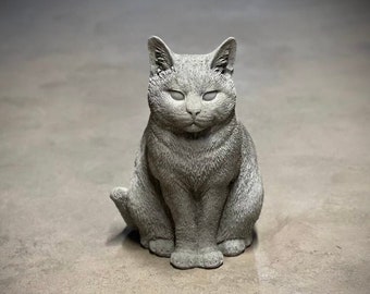 Concrete sitting cat statue Detailed cat figure Indoor or outdoor cat statuary