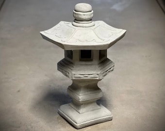 Detailed Asian pagoda statue Japanese lantern figure Zen garden or backyard sculpture