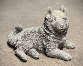 Puppy Siberian Husky statue Concrete Siberian Husky sculpture Outdoor dog memorial