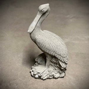 Detailed pelican bird statue Concrete standing pelican figurine Outdoor wild bird sculpture
