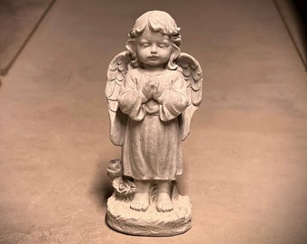 Standing angel with praying hands statue Concrete angel figurine Religious garden decoration