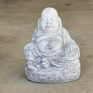 Sitting Buddha boy statue Baby Buddha figure Concrete garden art Outdoor decoration Zen garden sculpture Massive Buddha man yard figurine