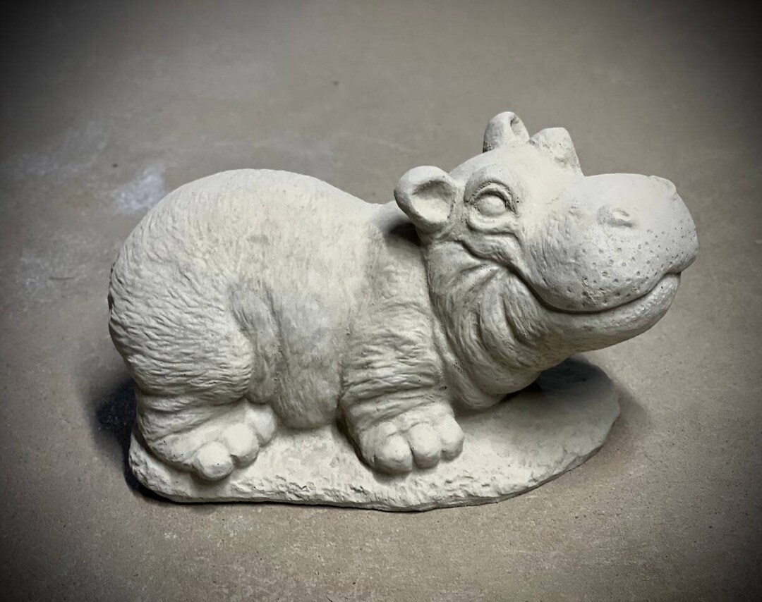 Concrete Hippo Statue Creative Wild Hippo Sculpture Stone Tropical