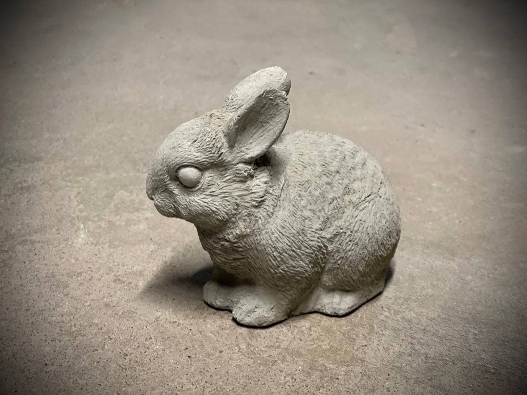Concrete Rabbit Split Ears Statue Detailed Rabbit Sculpture Small Bunny ...