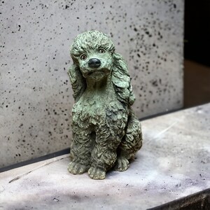 Detailed Poodle dog sculpture Concrete Poodle puppy statue Small dog figurine Pet memorial stone