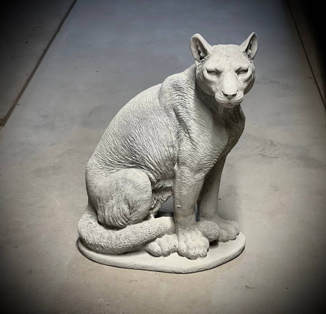 Massive Mountain Lion Statue Large Cougar Sculpture Concrete Handmade