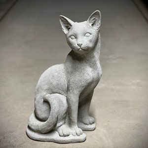 Sitting cat statue Concrete realistic cat figurine Outdoor cat memorial Garden or backyard decoration zdjęcie 3