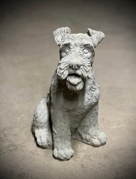 Sitting Fox Terrier Statue Detailed Fox Terrier Dog Figurine