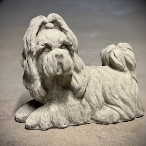 Realistic Shih Tzu figurine Concrete Shih Tzu puppy statue Shih Tzu puppy memorial
