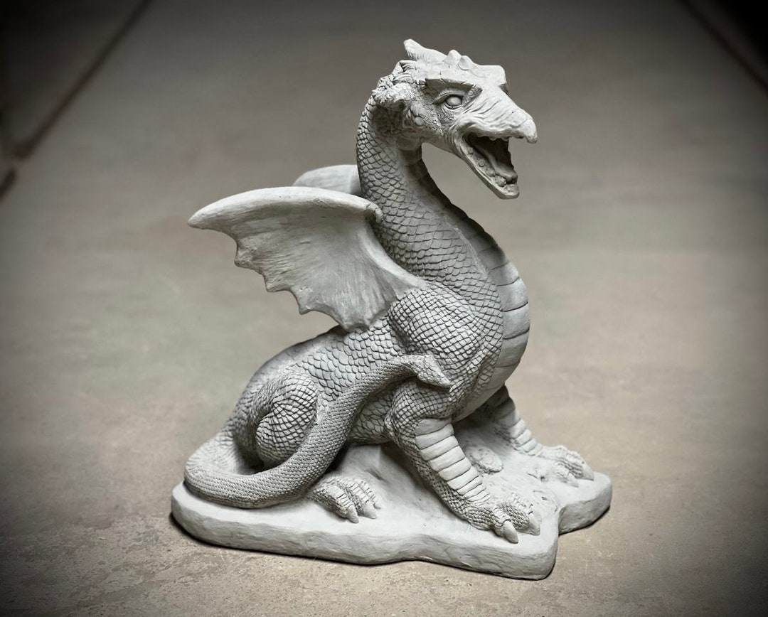 Concrete Massive Dragon Statue Standing Dragon Figurine - Etsy