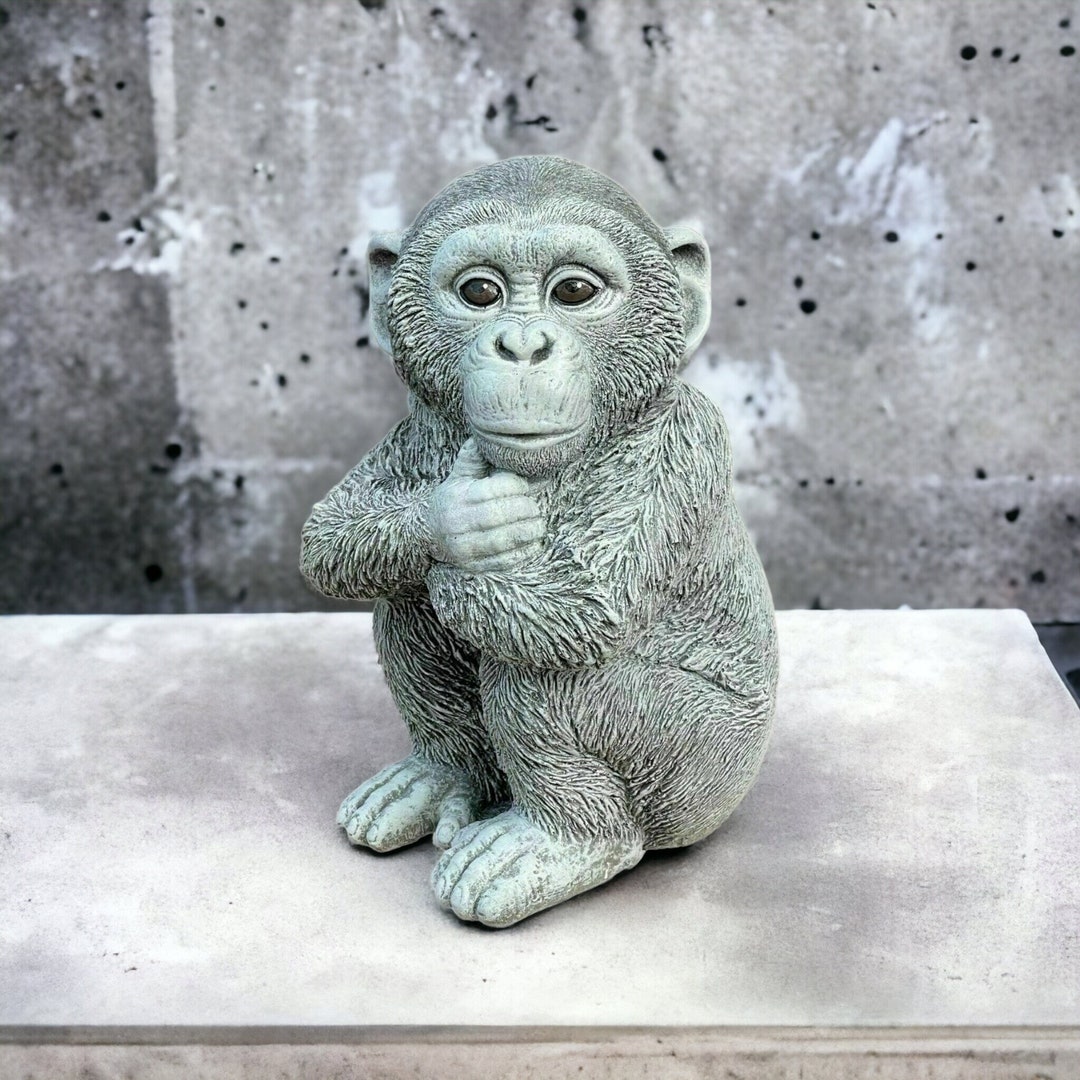 Resting Chimpanzee Statue Concrete Chimpanzee Figure Detailed