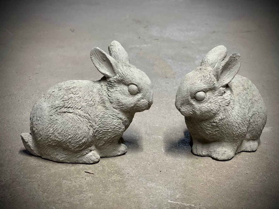 Pair of Rabbits Statue Concrete Two Rabbits Figures Same Pair of ...