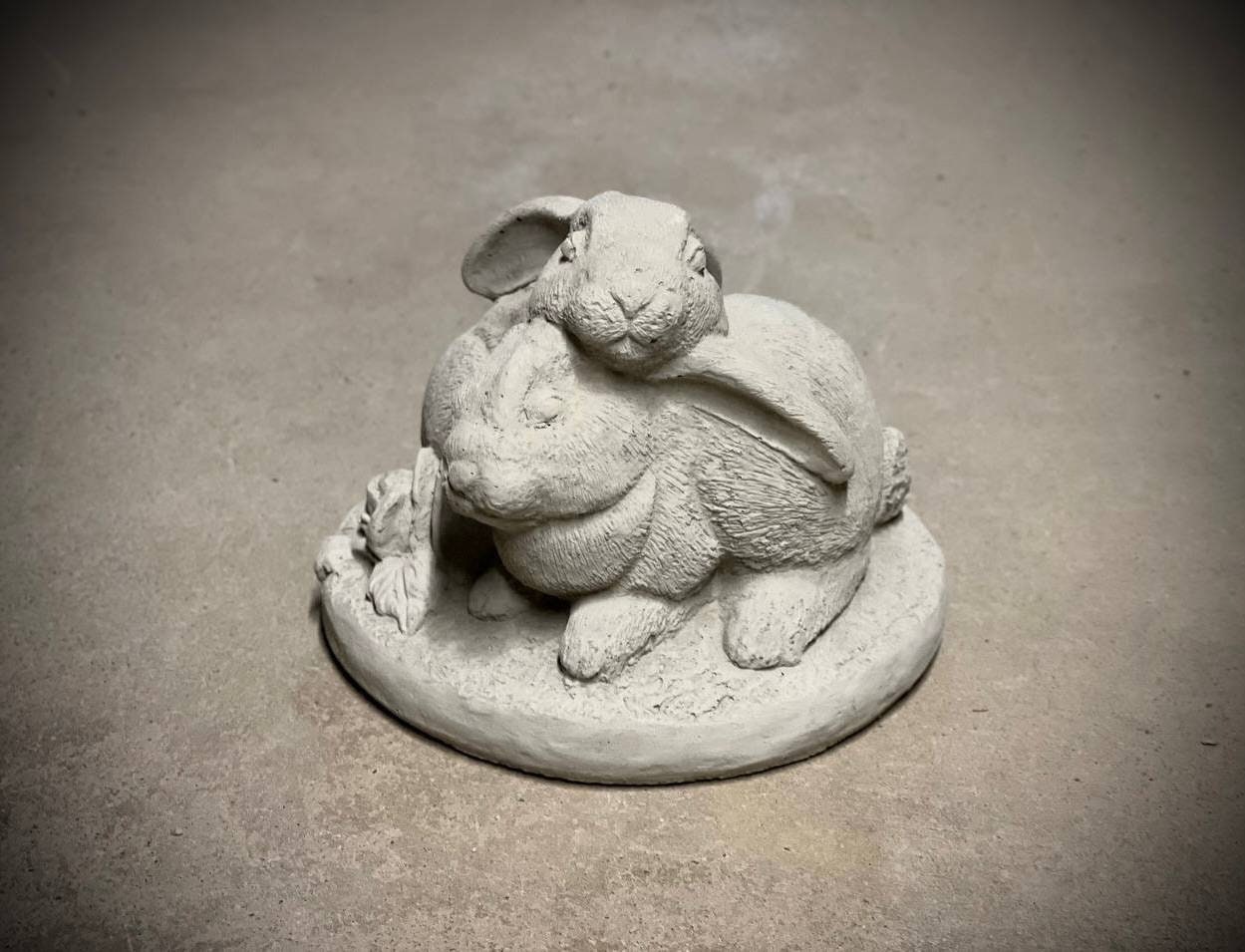Flower Bunnies Statue Two Rabbits Sitting on Base Figure Hugging ...