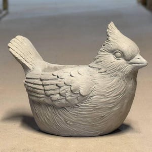 Peut inclure: Un pot à plante en béton gris en forme d'oiseau avec un design détaillé. L'oiseau a un corps rond et un petit bec. Le pot est parfait pour les petites plantes ou les succulentes.