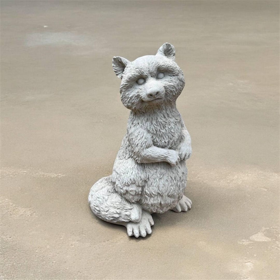 Concrete Raccoon Figurine Looking up Raccoon Statue Outdoor Garden ...