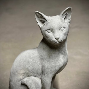 Sitting cat statue Concrete realistic cat figurine Outdoor cat memorial Garden or backyard decoration zdjęcie 7