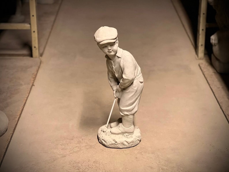 Standing Golfer With Club Statue Concrete Playing Men With Club