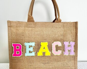 Beach Bag, Beach Tote, Shoulder Bag, Burlap tote, Burlap bag, Market bag, Market tote, Market, Beachy, Summer bag, Summer Tote, Beach Vibes