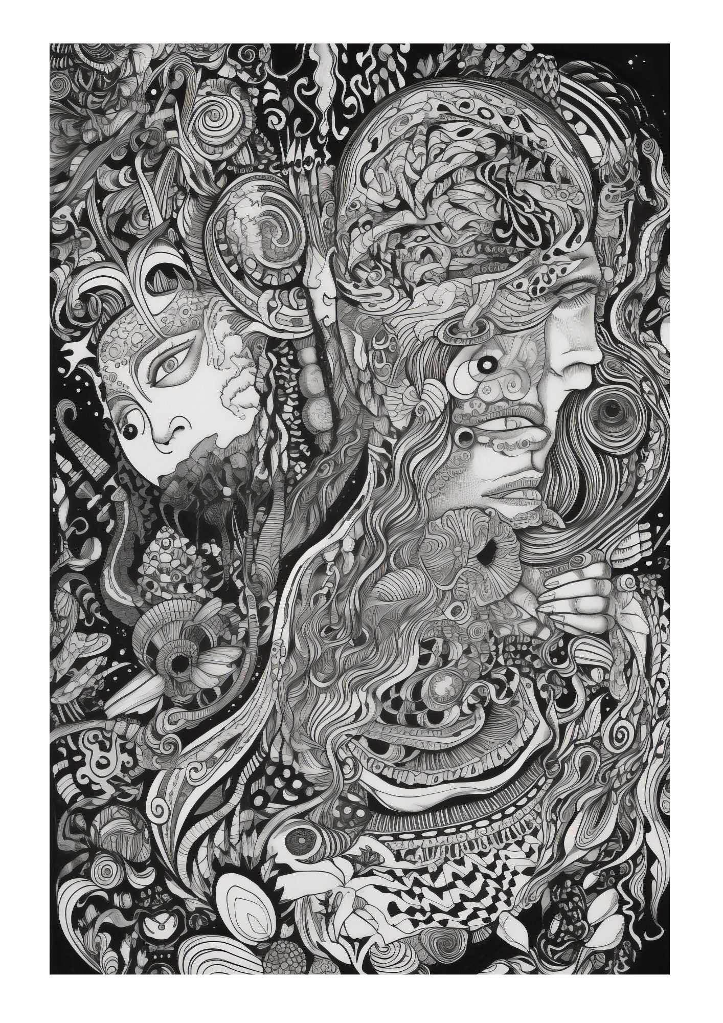 Psychedelic Adult Coloring Pages Colored Pencil and Markers - Etsy