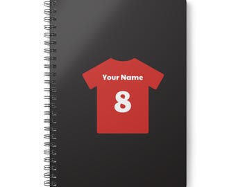 PERSONALISIERTES A5 Notizbuch - Beliebige Teamfarbe + Dein Name + Deine Nummer