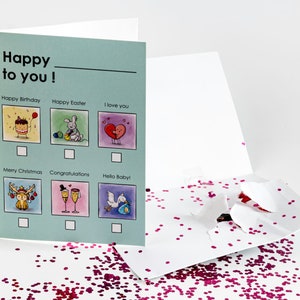Prank Card Ironwood jokes card glitter confetti endless music universal tick greeting card prank
